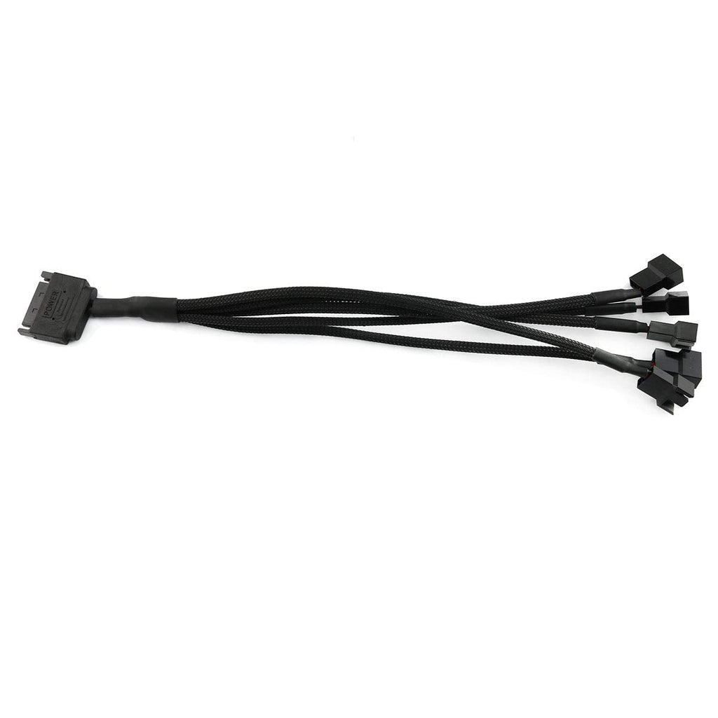  [AUSTRALIA] - E-outstanding Fan Splitter Cable 27cm/10.6Inch SATA to 5 x 3/4-Pin Splitter PC Fan Extension Power Adapter Cable for Computer Case