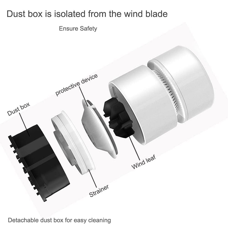  [AUSTRALIA] - ODISTAR Desktop Vacuum Cleaner,Mini Table dust Sweeper Energy Saving with auto Power-Off Function,High Endurance up to 400 mins,Cordless&360º Rotatable Design for Keyboard/Home/Office (White) White