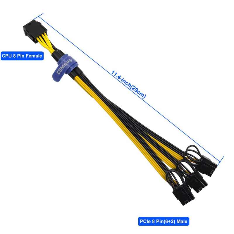  [AUSTRALIA] - COMeap (CPU to GPU) CPU 8 Pin Female to 3X PCIe 8 Pin (6+2) Male Adapter Splitter Cable for Graphics Card BTC Miner 11.4-inch(29cm) Triple 8pin(6+2) x1pcs