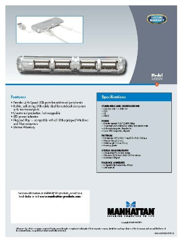 Manhattan 4-Port Hi-Speed USB Pocket Hub - Silver (160599) - LeoForward Australia