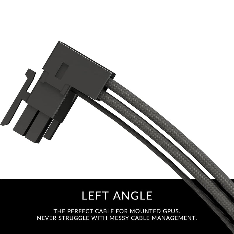  [AUSTRALIA] - LINKUP - AVA Left Angle 600W PCIE 5.0 12VHPWR (16Pin/12+4) 16AWG Sleeved High Current Power PSU Cable - 70cm - (Black) Compatible with All RTX 4000 and RTX 3000 FE GPUs GPU - 12VHPWR - 70cm Black - 12VHPWR Left Angle Power Cable