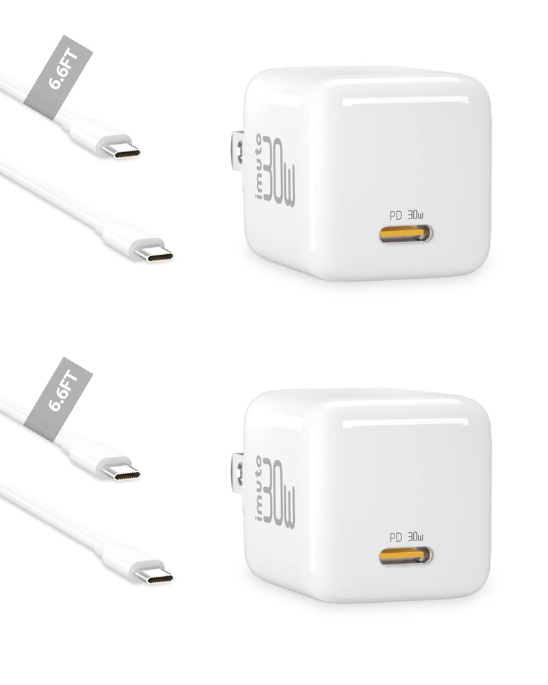  [AUSTRALIA] - 30W USB C Charger by imuto, 2 Pack USB C Super Fast Charging Pixel Phone Charger GaN PD PPS for iPad Pro, iPhone 14, 13 Pro Max, Pixel, Galaxy S22, MacBook Air & More