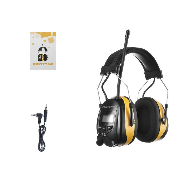  [AUSTRALIA] - PROTEAR Digital AM FM Radio Headphones, 25dB NRR Ear Protection Safety Ear Muffs Antique Yellow
