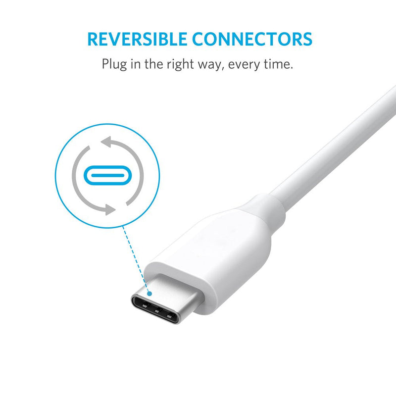  [AUSTRALIA] - Anker USB C Cable, Powerline USB 3.0 to USB C Charger Cable (3ft) with 56k Ohm Pull-up Resistor for Samsung Galaxy Note 8, S8, S8+, S9, Oculus Quest, Sony XZ, LG V20 G5 G6, HTC 10 (White) 3ft White 1