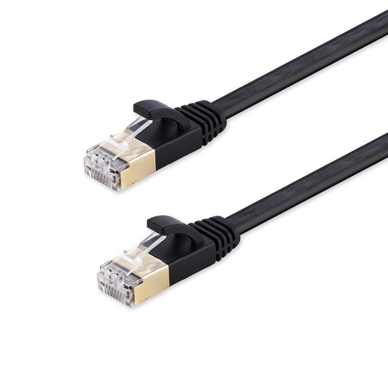  [AUSTRALIA] - Enterest Black Ultra Slim Flat Profile Cat 7 Flat Ethernet Cables with High-Speed for Computers/Modem/Smart Televisions/Router/LAN/Printer/MAC/Laptop/Playstation (3.2feet) 3.2feet