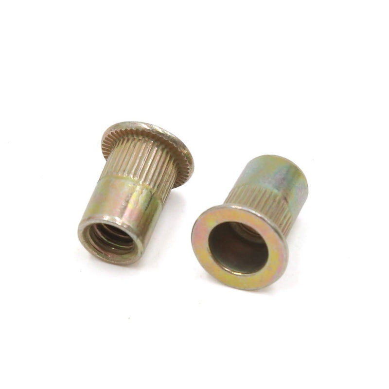 uxcell 50Pcs Copper Tone Metal 1/4-20 UNC Rivet Nut Flat Head Insert for Car - LeoForward Australia