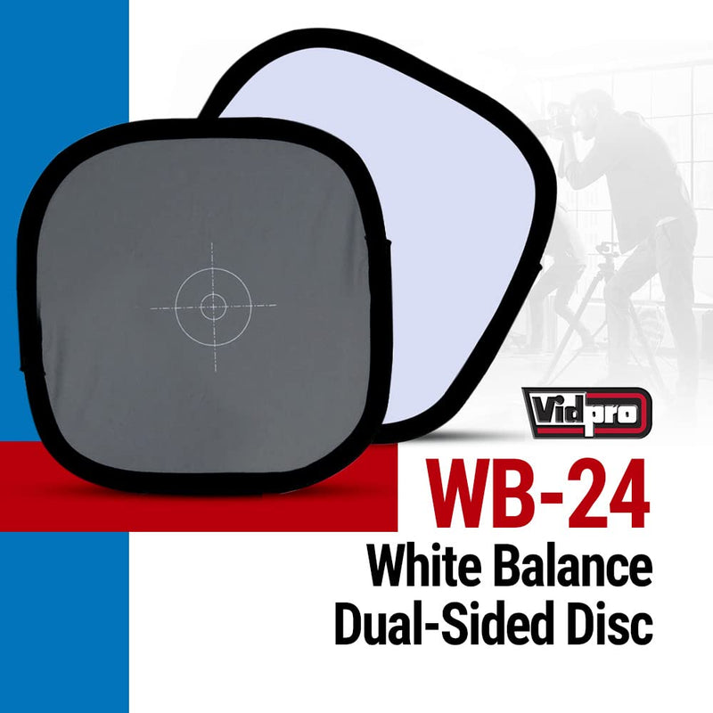  [AUSTRALIA] - Vidpro WB-24 White Balance Dual-Sided Disc - 18% Gray Card with Target & Neutral White Panel - Collapsible & Wipe Clean Surface Reference Reflector Use in Any Lighting Condition Includes Carrying Case