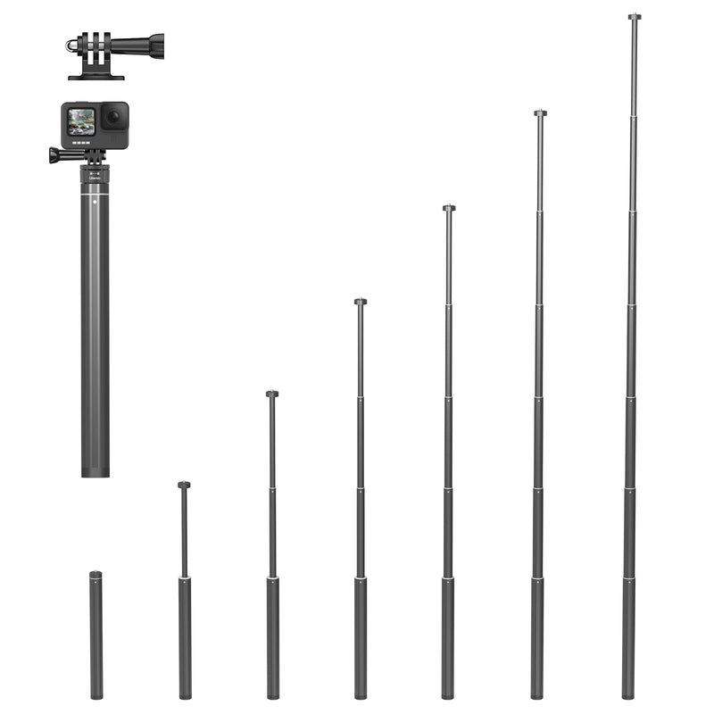  [AUSTRALIA] - 63inch Extension Selfie Stick for INSTA360 for GoPro 11 10 9 8 7, Insta Insta360 One X2 X One R EVO Action Cameras, Smartphone Gimbal Extension Pole for Sports Cam, Black Extension Pole with 1/4" Adapter