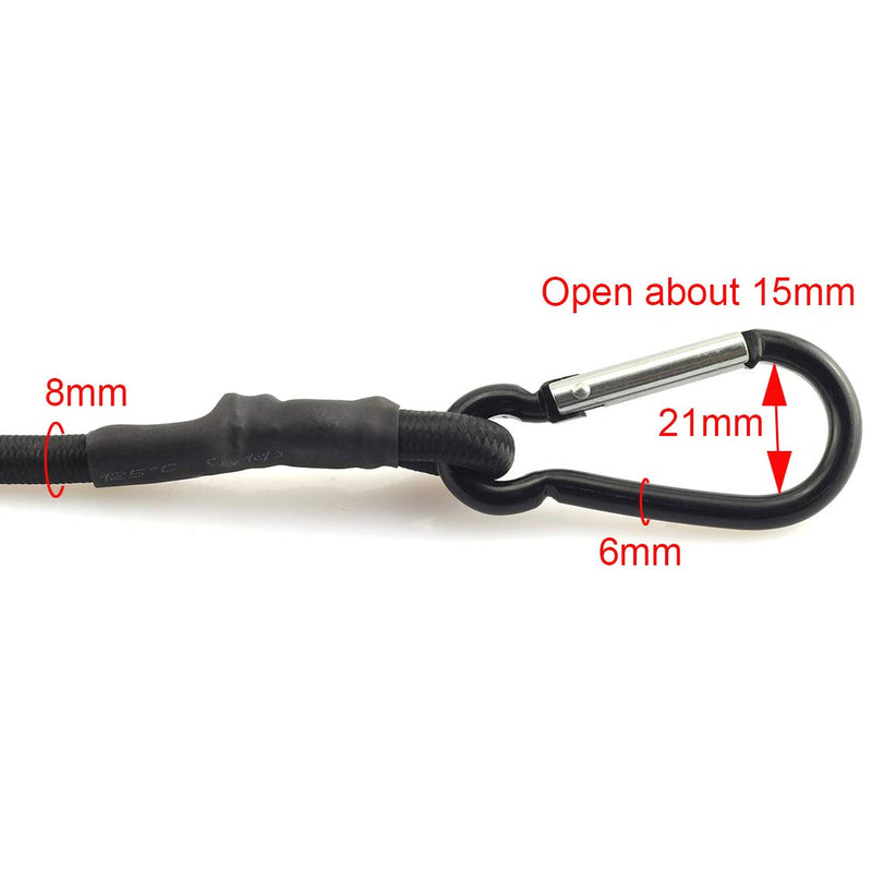  [AUSTRALIA] - HJ Garden 2pcs 8mm x 60cm Bungee Cord with Carabiner Hook Heavy Duty Straps 2 Climbing Hooks Strong Elastic Rope Shock Cord Tie Down Set(Black) 8mmx60cm Black