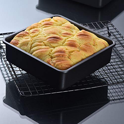  [AUSTRALIA] - OJelay 6 Inch Square Cake Pan (Diagonal 8 Inch) Nonstick Bakeware Oven Baking Tray Carbon Steel Deep Dish Lasagna Pan Black