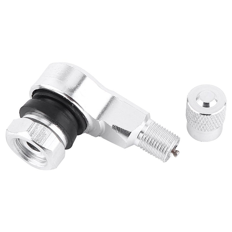  [AUSTRALIA] - Keenso 90 Degree Angled Tire Valve Caps Valve Stems Cover Adapter for Car Motorcycle Bike Scooter (Silver) Silver