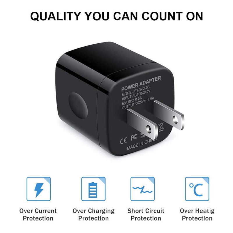 [AUSTRALIA] - USB Charger Block, GiGreen 3Pack USB Cube Plug 1A Single Port Fast Charger Box Power Adapter Compatible iPhone 13 Pro Max/12/SE/11/XS/X/8/7, Samsung Galaxy S22/S21 FE 5G/A13 5G/S20/S10e/S9/S8, Pixel 6 Black