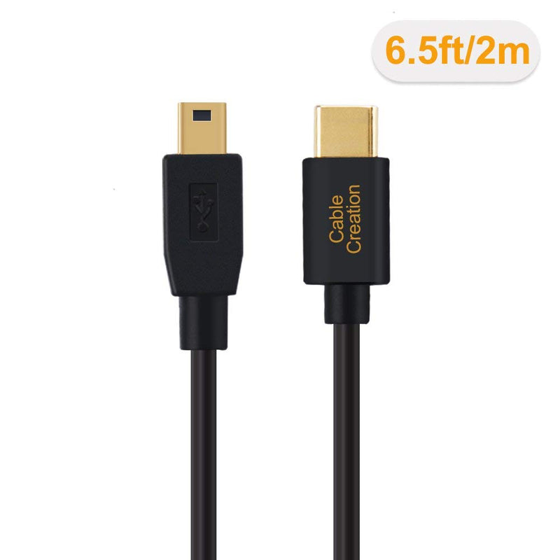  [AUSTRALIA] - CableCreation Mini USB to USB C Cable 6.6FT USB Type C to Mini USB Cable USB Mini B Charging Cable for GoPro Hero 3+ PS3 Controller MP3 Player, Digital Camera Other USB Mini B Devices 2M Black
