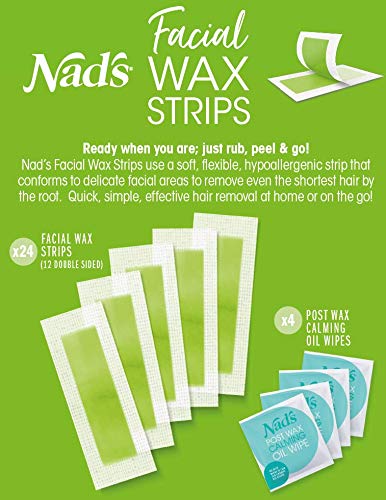 Nad's Facial Wax Strips, Fragrance free, 24 Count (Pack of 2) - LeoForward Australia