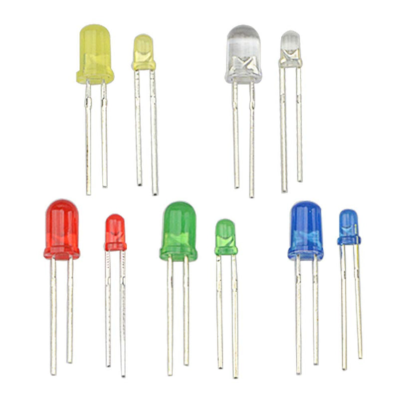  [AUSTRALIA] - BGTXINGI 500PCS 10 Values 5 Colors 3mm and 5mm LED Light Emitting Diodes Assorted Kits Electrical Components for Light Bulbs and Lamps
