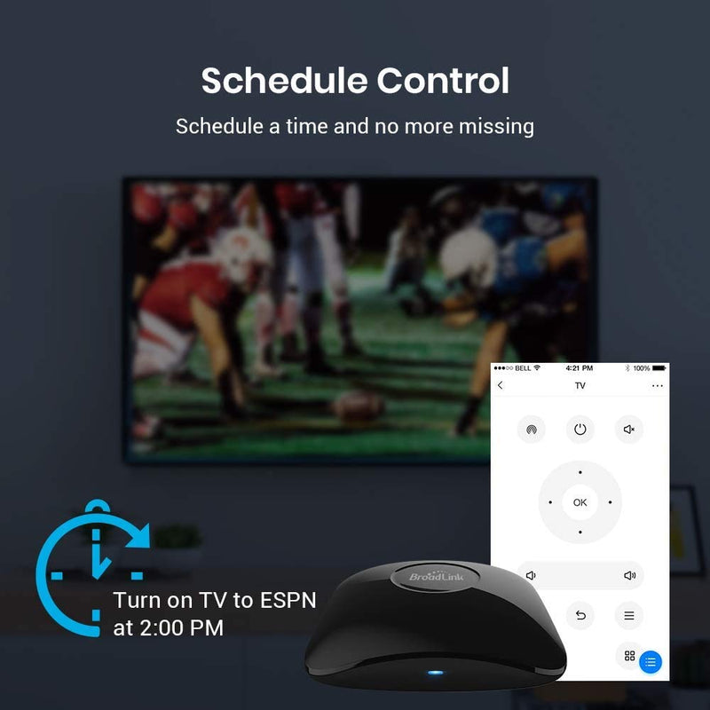  [AUSTRALIA] - BroadLink RM4 pro IR and RF Universal Remote, All in One Hub Code Learning Wi-Fi Remote Control for TV Air Conditioner STB Audio, Curtain Motor, Works with Alexa, Google Home, IFTTT