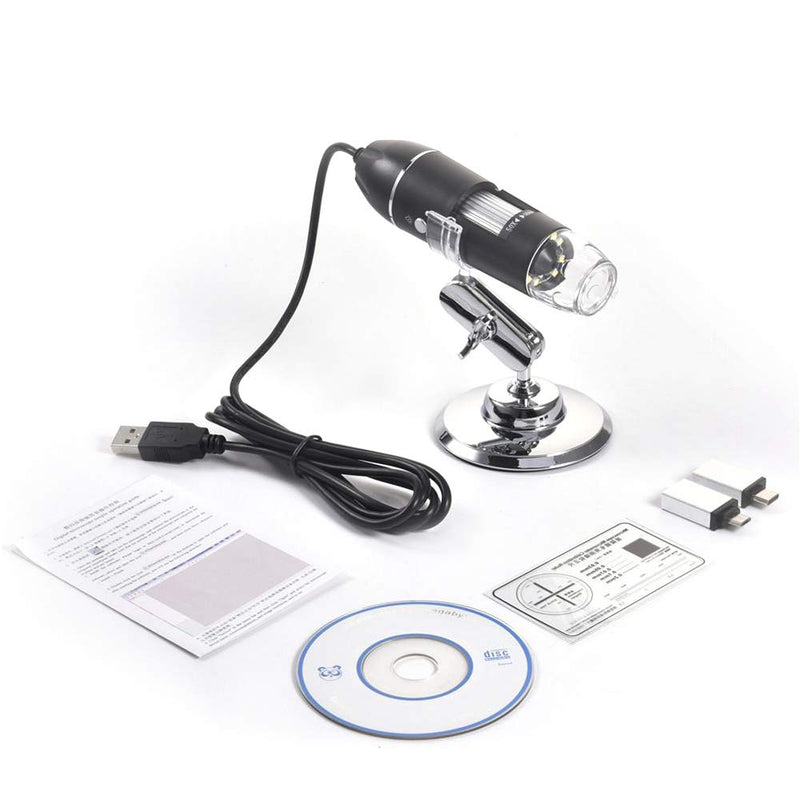  [AUSTRALIA] - 40 to 1000x Magnification Endoscope, 8 LED USB 2.0 Digital Microscope, Mini Camera with OTG Adapter and Metal Stand, Compatible with Mac Window 7 8 10 Android Linux