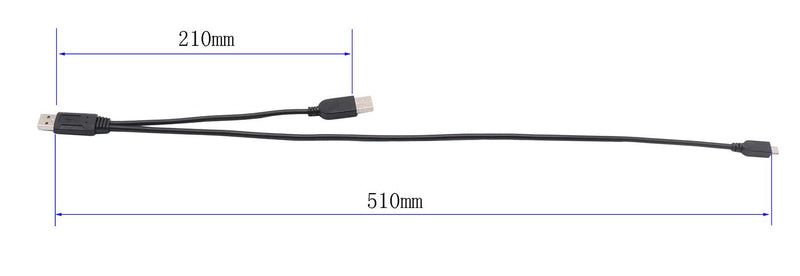  [AUSTRALIA] - zdyCGTime USB 2.0 A Dual Power Micro Cable, USB 2.0 A Male to USB 2.0 A +Micro USB Male Y Adapter Charging Cable for Samsung, HTC, Tablet and More Extension Cable (1.7 ft)