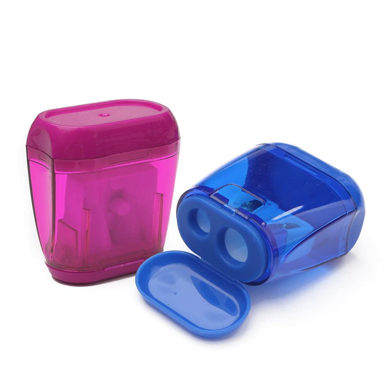  [AUSTRALIA] - Pencil Sharpeners, 4 Pcs Pencil Sharpener Manual Double Holes Pencil Sharpener with Lid Colored Pencil Sharpener for Kids, Portable Compact Pencil Sharpeners for School Office Home Art Supply