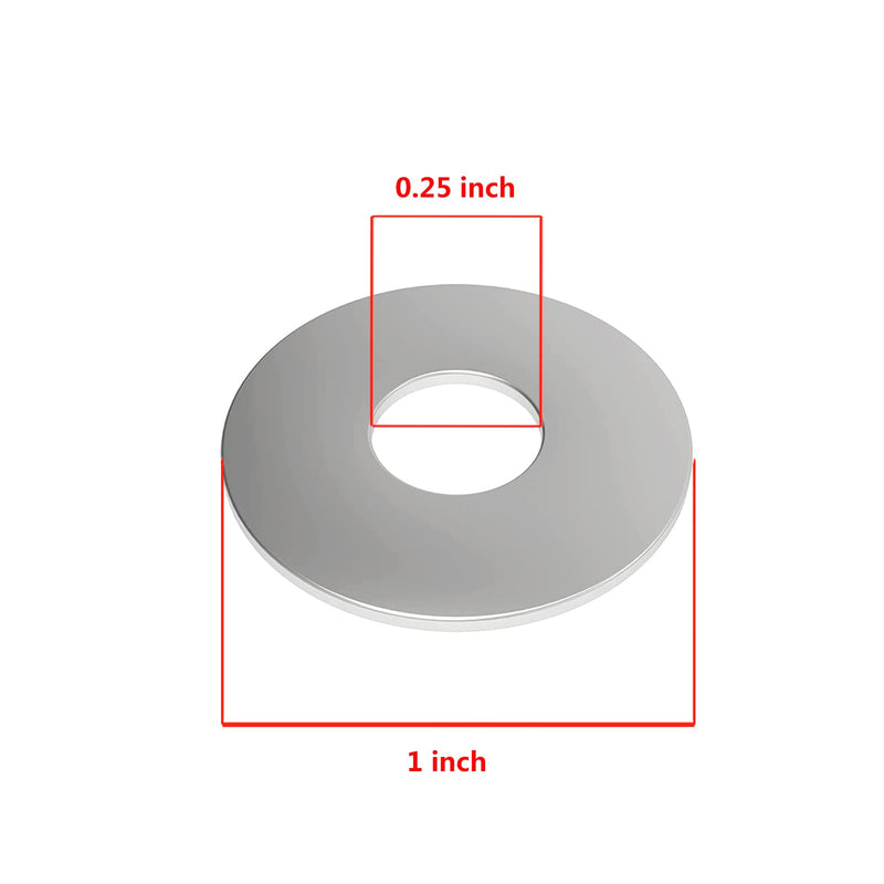  [AUSTRALIA] - 1/4 Fender Washer Galvanized Stainless Steel Flat Washers (1/4" x 1", 50) 1/4" x 1"