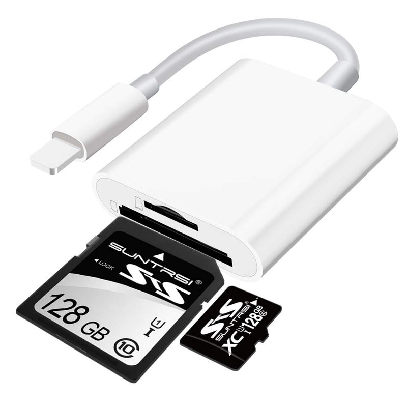 Sd Card Reader for iPhone iPad Camera,Dual Card Slot Memory Card Reader Supports SD and TF Card Trail Camera Viewer Sd Card Adapter Portable Micro Sd Card Reader No Application Required Plug and Play - LeoForward Australia