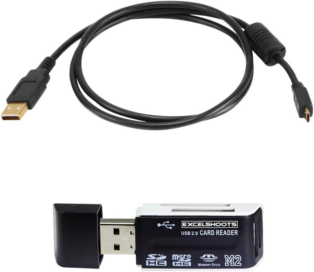  [AUSTRALIA] - Excelshoots USB Works for Canon EOS 90D Digital DSLR Camera, USB Computer Cord/Cable for Canon EOS 90D Digital DSLR Camera + Card Reader