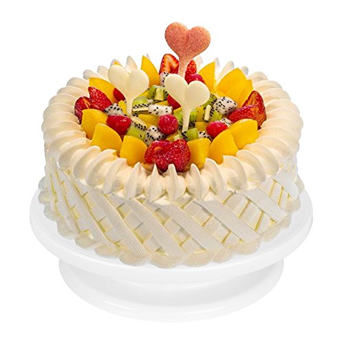 Kootek 11 Inch Rotating Cake Turntable with 2 Icing Spatula and 3 Icing Smoother, Revolving Cake Stand White Baking Cake Decorating Supplies - LeoForward Australia