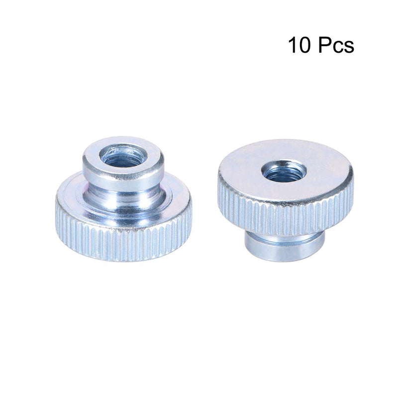  [AUSTRALIA] - uxcell Knurled Thumb Nuts, 10Pcs M6x1mm Iron Round Knobs Fasteners for 3D Printer Parts, Silver Tone M6