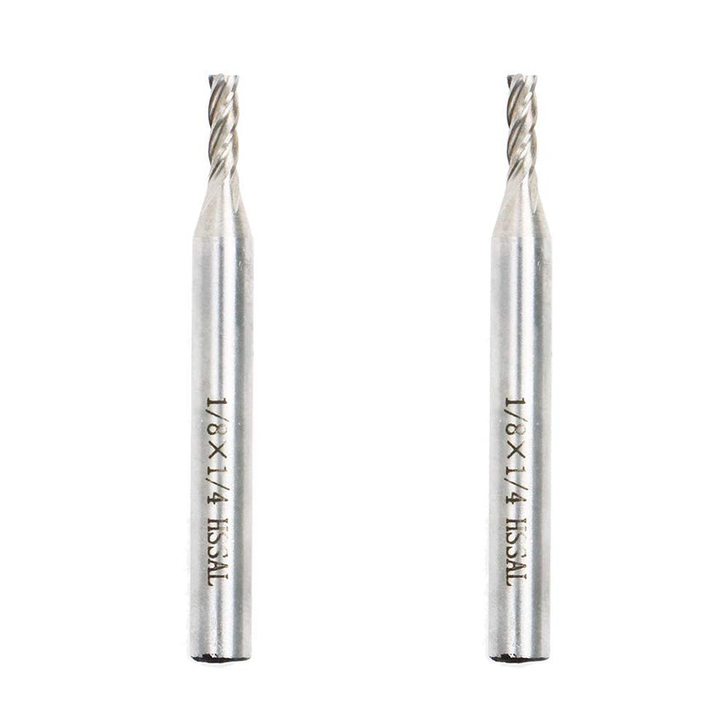  [AUSTRALIA] - AUTOTOOLHOME 1/8" X 1/4" HSS 4 Flutes Straight End Mill Cutter Pack of 2
