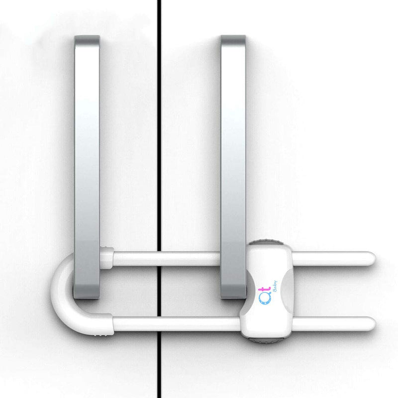 QT BABY Baby Proofing Cabinet Locks | Adjustable U Shaped Baby Safety Latches for Drawers, Fridge, Closet |Modern Baby Proofing Cabinet Lock with Extra Secure Lock Buttons (Pack of 2) Pack of 2 White - LeoForward Australia