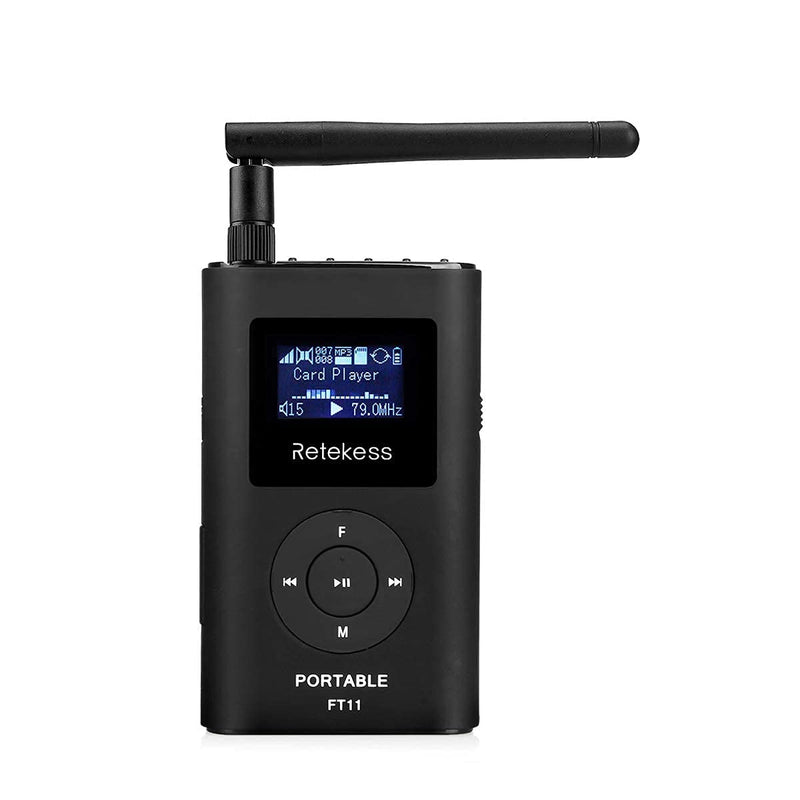  [AUSTRALIA] - Retekess FT11 FM Transmitter,Portable FM Broadcast Transmitter for Church with Microphone, Rechargeable FM Radio Stereo Station for Drive-in Movie,Parking Lot,Support TF Card AUX Input