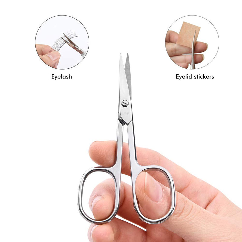 LIVINGO Premium Curved and Rounded Nose Hair Scissors for Men, 2 PC Set Nail Cuticle Manicure Scissors Shears Kit for Beard/ Mustache, Ear, Facial Hair, Eyebrows, Eyelashes for Women - LeoForward Australia