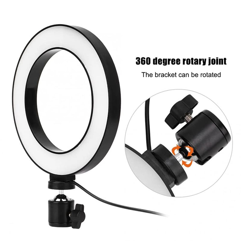  [AUSTRALIA] - Bilway 6" Selfie LED Ring Light with Tripod Stand for YouTube Video/Live Streaming and Makeup, Mini LED Camera Light Desktop LED Lamp with 3 Light Modes