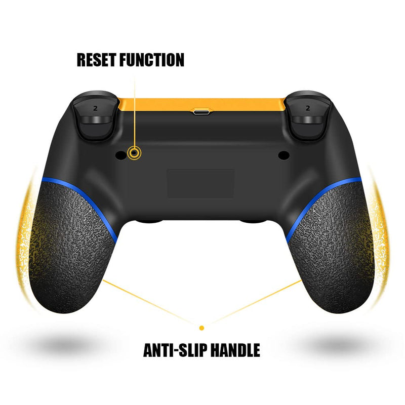  [AUSTRALIA] - AceGamer Wireless Controller for PS4, Custom Basketball Design V2 Gamepad Joystick for PS4 with Non-Slip Grip of Both Sides and 3.5mm Audio Jack! Thumb Caps Included! (Dark-Gold Basketball)