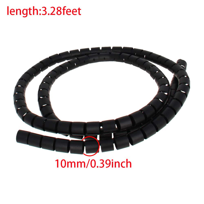  [AUSTRALIA] - Othmro 1Pcs Spiral Cable Wrap Spiral Wire Wrap Cord for Computer Electrical Wire Organizer Sleeve(Dia 10MM-Length 1M Black)