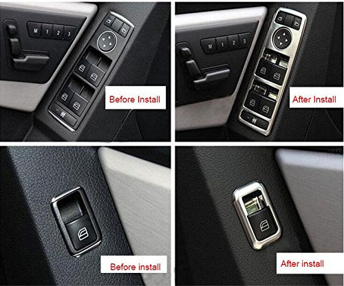 Angelguoguo Car Door Window Glasses Lifter Button Decoration Frame Trim Stickers for Mercedes Benz A C B E GLK ML GL G500 GLA Class - LeoForward Australia