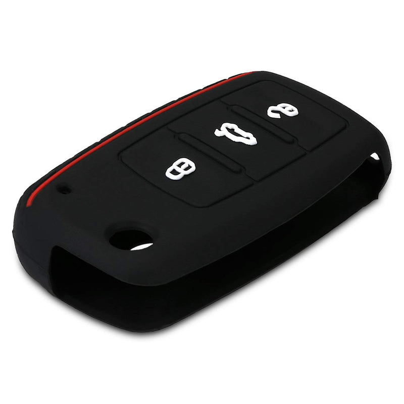  [AUSTRALIA] - kwmobile Car Key Cover for VW Skoda Seat - Silicone Protective Key Fob Cover for VW Skoda SEAT 3 Button Car Key - Don't Touch My Key White/Black/Red