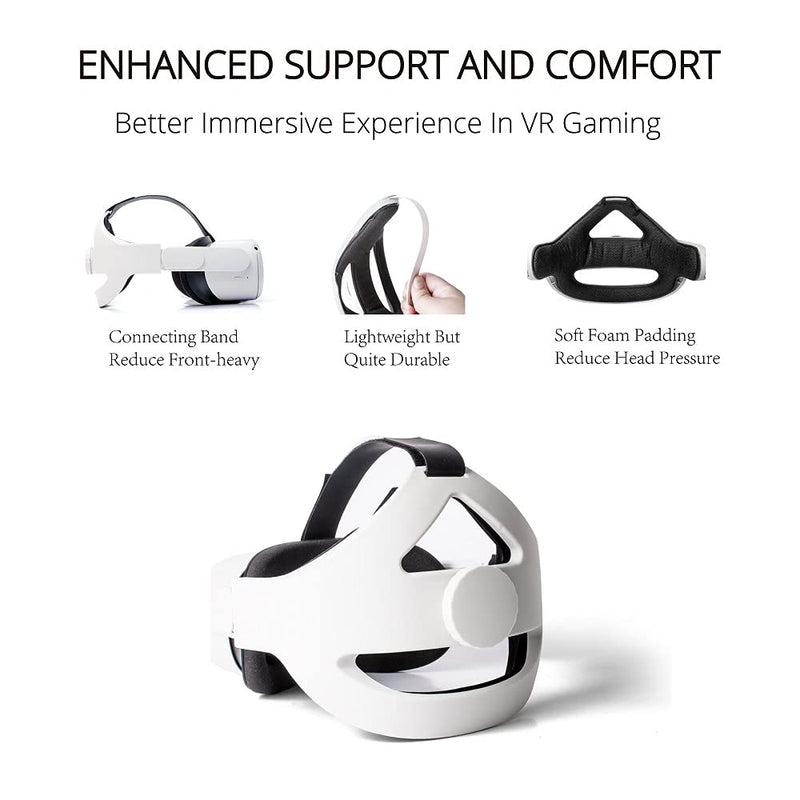  [AUSTRALIA] - SINWEVR Adjustable Head Strap Compatible for Quest 2 VR Headset, Elite Strap Replacement for Enhanced Support and Comfort in VR, Durable and Lightweight(Lvory White) A-White