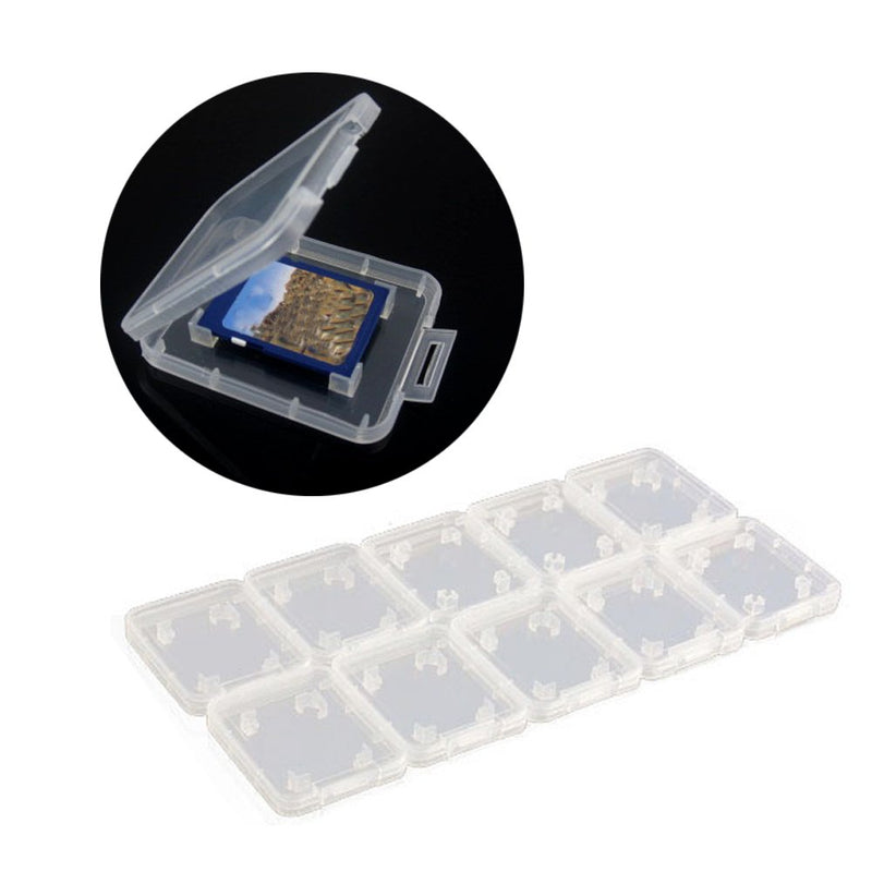 10 Pcs Plastic Memory Card Storage Case Compatible with SD MMC/SDHC PRO Duo White - LeoForward Australia