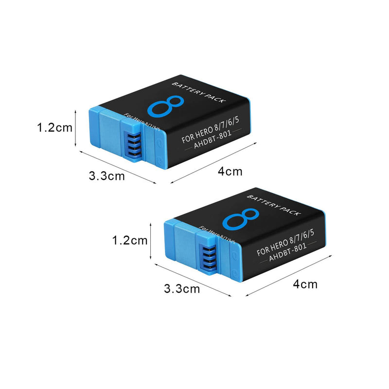  [AUSTRALIA] - 2 Pack Batteries for Gopro Hero 8 7 6 5 Black Battery Accessories, Hero 8 7 Black Go Pro 5 6 7 8 1500mAh 2 Pack Batteries