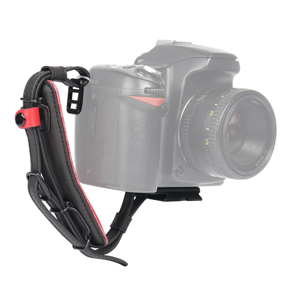  [AUSTRALIA] - LYNCA Universal Camera Wrist Hand Strap,Adjustable Leather Camera Hand Grip Strap,Photographers Camera Wristband for DSLR Black