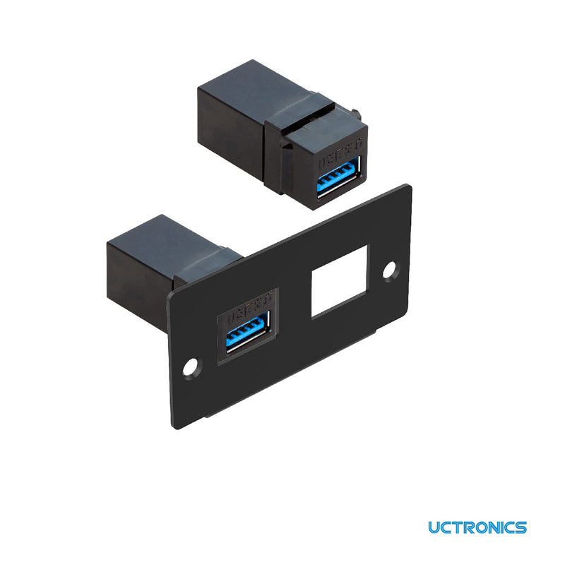  [AUSTRALIA] - UCTRONICS I/O Panel with 2 Slots for Keystone Jacks, Compatible with Complete Raspberry Pi Ultimate Rack Mount, 2 Pack