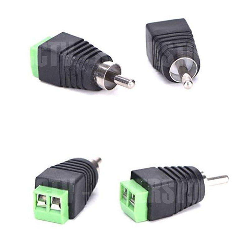  [AUSTRALIA] - RCA Phono Male Plug to AV Screw Terminal Video Connector, RCA Cable Audio Adapter, Solderless Converter Audio/Video Speaker Wire Connectors (10) 10
