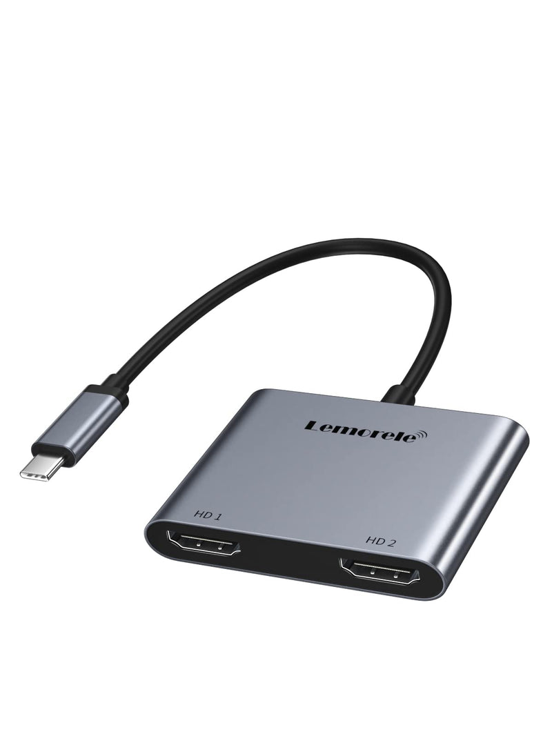  [AUSTRALIA] - Lemorele USB C to Dual HDMI Adapter, Type C to HDMI Converter,HDMI Dual Monitor Adapter 4K @60hz for MacBook/MacBook Pro 2020/2019/2018,MacBook Air,Chromebook Pixel,Surface Book 2 Black