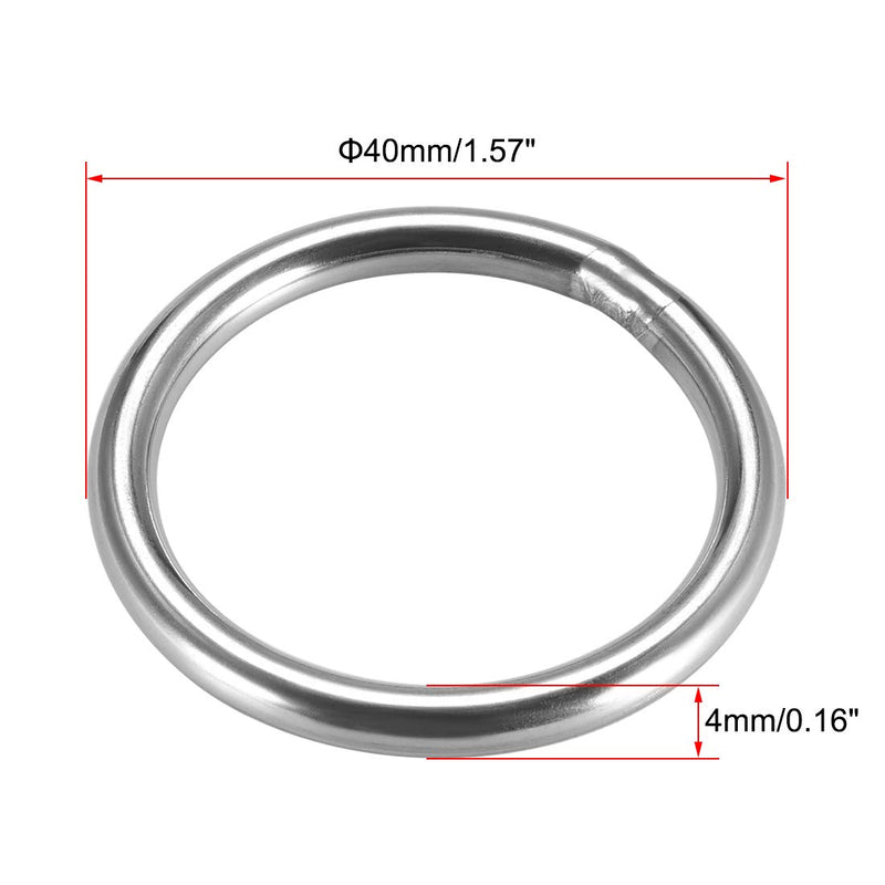  [AUSTRALIA] - uxcell Stainless Steel O Ring 40mm Outer Diameter 4mm Thickness Strapping Welded Round Rings 4pcs