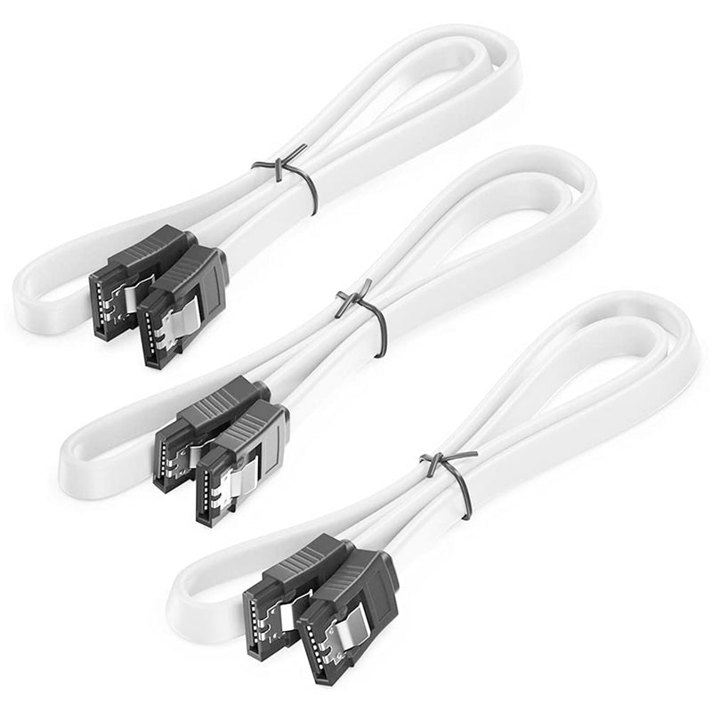  [AUSTRALIA] - QIVYNSRY SATA Cable III 3 Pack SATA Cable III 6Gbps Straight HDD SDD Data Cable with Locking Latch 18 Inch Compatible for SATA HDD, SSD, CD Driver, CD Writer - White