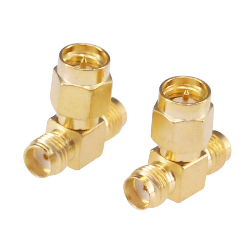  [AUSTRALIA] - RFaha 4pcs Antenna Adapter SMA Male to Dual SMA Female Connector T Type 3 Way Splitter Antenna Converter(NOT for TV)(F06-4)