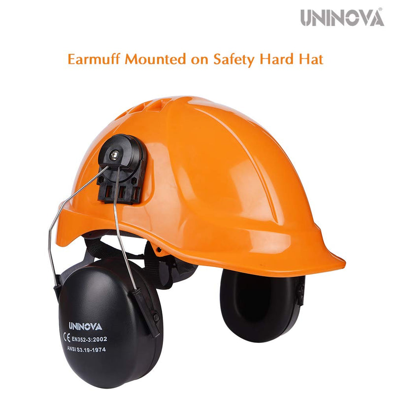  [AUSTRALIA] - UNINOVA Hard Hat Attachment Earmuff - Helmet Attachable Ear Muff - ANSI NRR 24dB Black