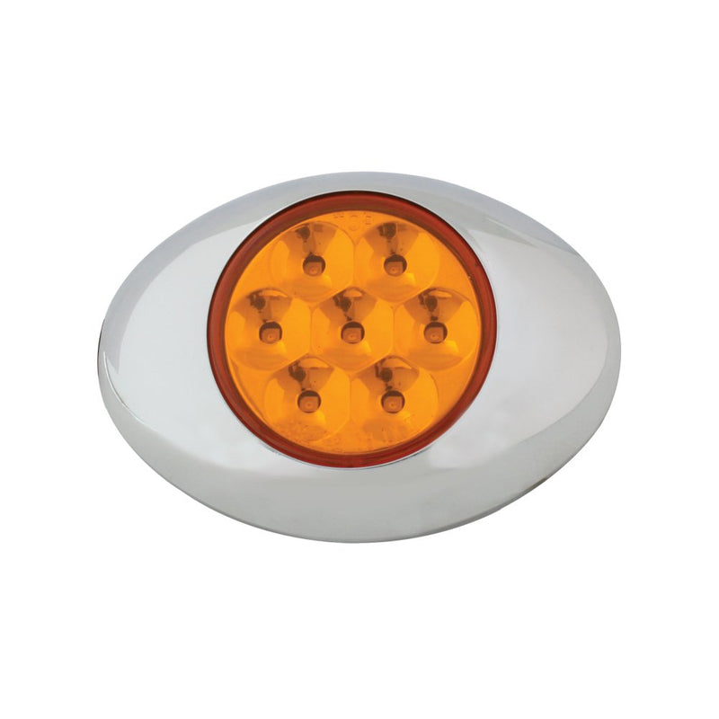  [AUSTRALIA] - Grand General 76230 Amber Small Low Profile 7-LED Marker Clearance Sealed Light with Chrome Bezel and Amber Lens Amber/Amber Pearl LED