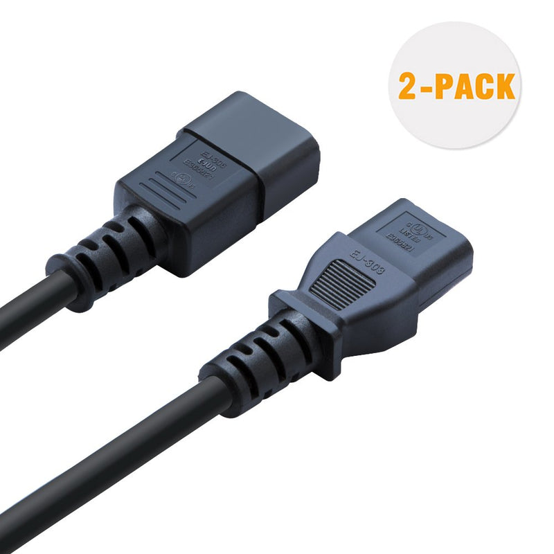 CableCreation [2-Pack] 6 Feet 18AWG C14 to C13 PDU Style Computer Power Extension Cable, 1.8M / Black - LeoForward Australia